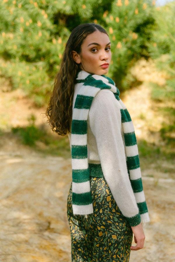 Triana By C BUFANDA RAYAS CRUDA Y VERDE