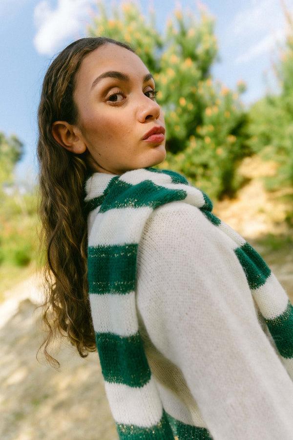 Triana By C BUFANDA RAYAS CRUDA Y VERDE