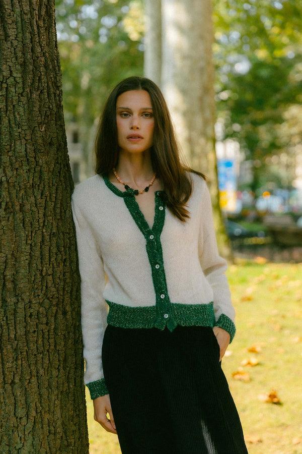 Triana By C CHAQUETA DINA MOHAIR CRUDA Y VERDE