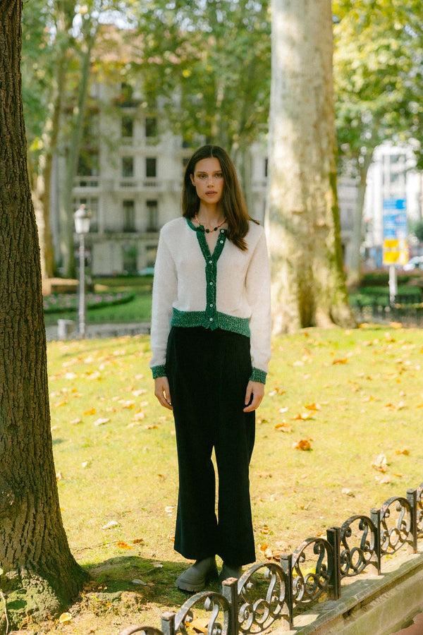 Triana By C CHAQUETA DINA MOHAIR CRUDA Y VERDE