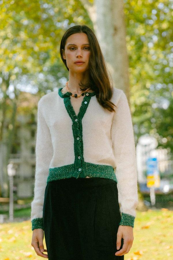Triana By C CHAQUETA DINA MOHAIR CRUDA Y VERDE