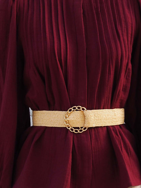 Triana By C Cinturón beige hebilla dorada