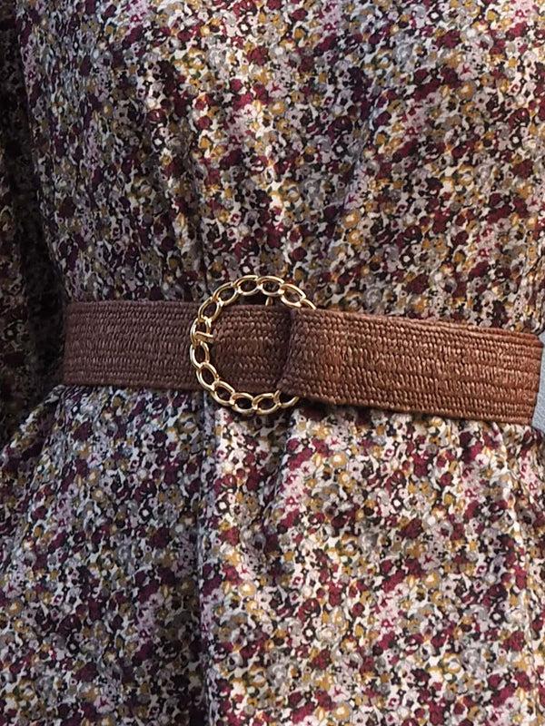 Triana By C Cinturón marrón hebilla dorada