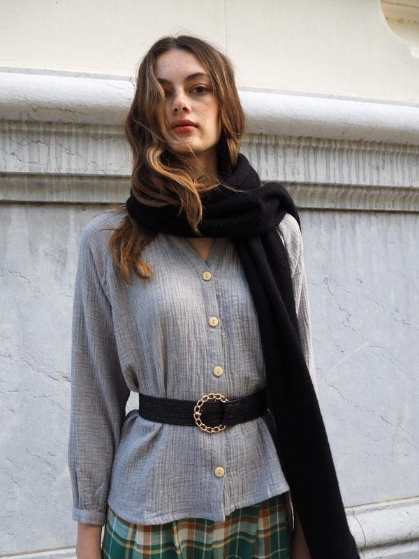 Triana By C Cinturón Negro Hebilla Dorada