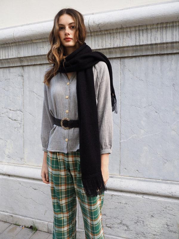 Triana By C Cinturón Negro Hebilla Dorada