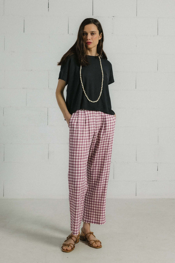 Triana By C Pantalón MILLET VIchy rose taupe