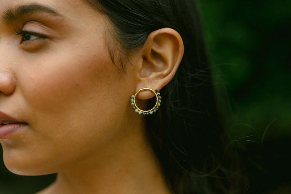 Triana By C PENDIENTES PALMAS TURQUESA AFRICANA