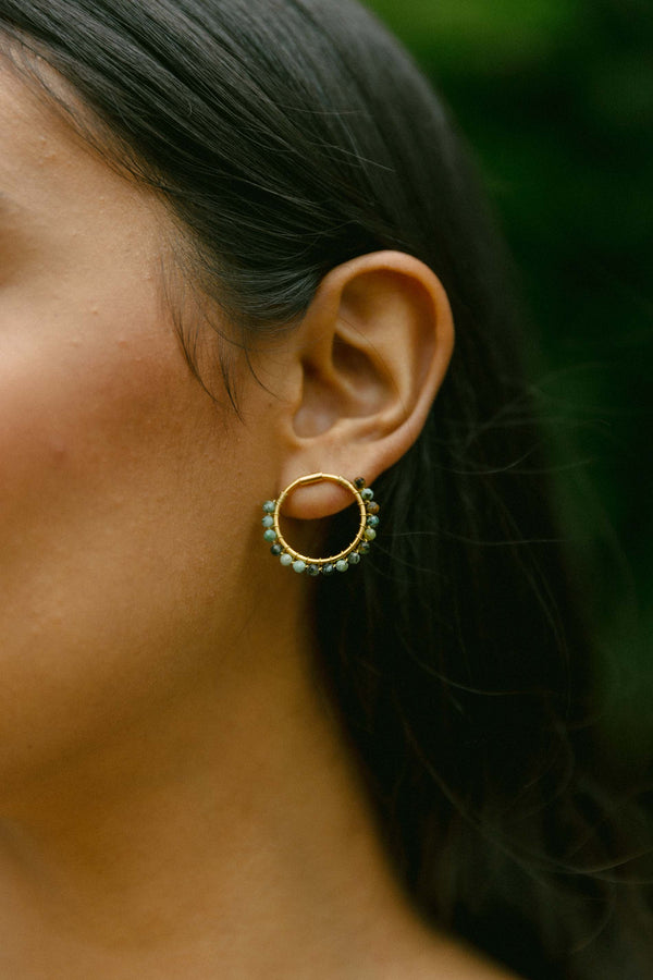 Triana By C PENDIENTES PALMAS TURQUESA AFRICANA