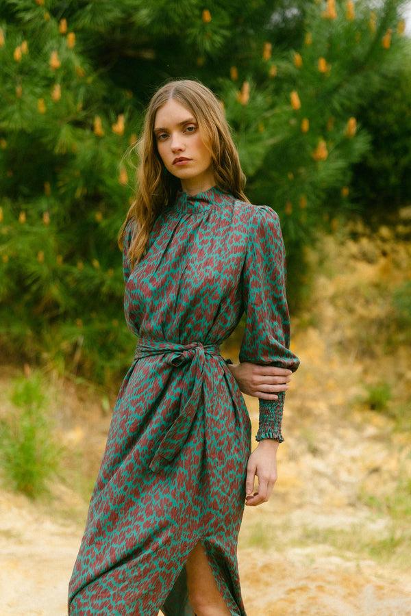 Triana By C Vestido Animal Verde KOGUE