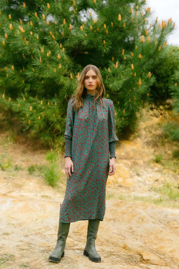 Triana By C Vestido animal verde KOGUE