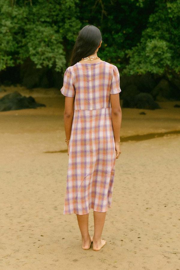 Triana By C VESTIDO SOLIN Cuadro Malva Mandarina