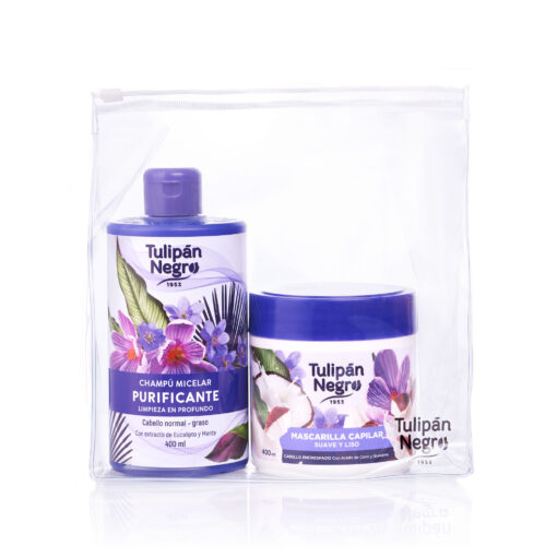 tulipán negro Pack Neceser Champú Purificante y Mascarilla Suave y Liso