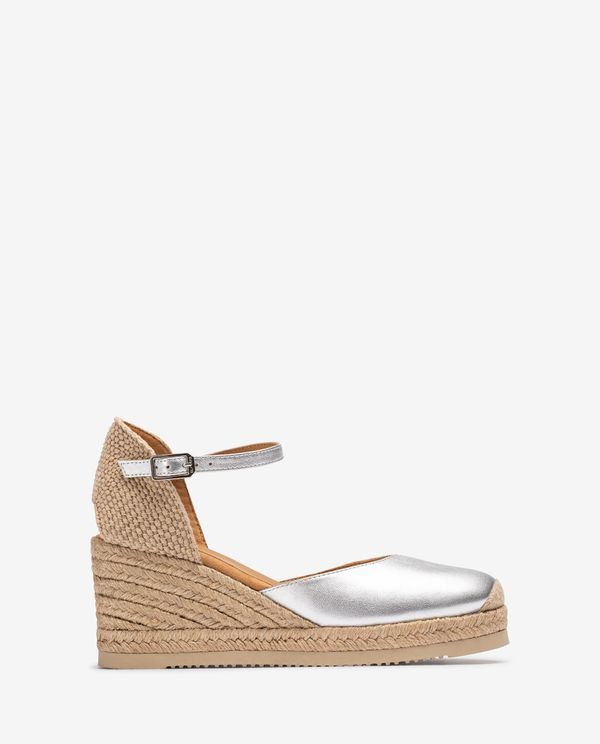 unisa Alpargata pala-talón en piel metalizada