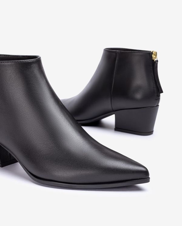 Unisa Botín De Piel Con Tacón-cuña