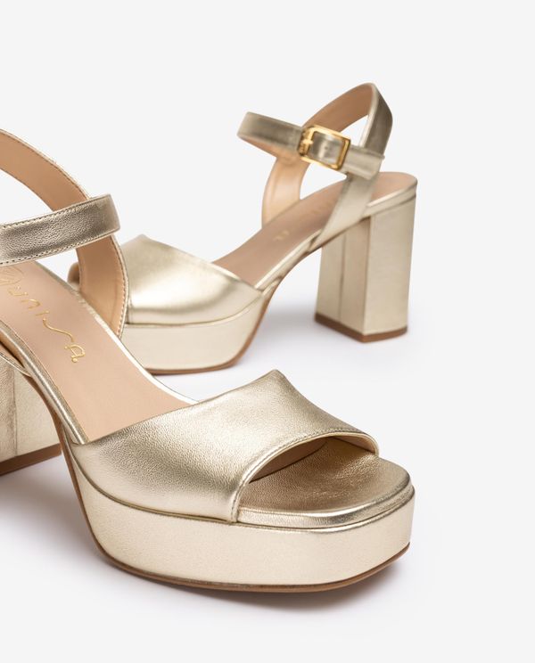 Unisa Sandalia De Piel Y Tacón Ancho