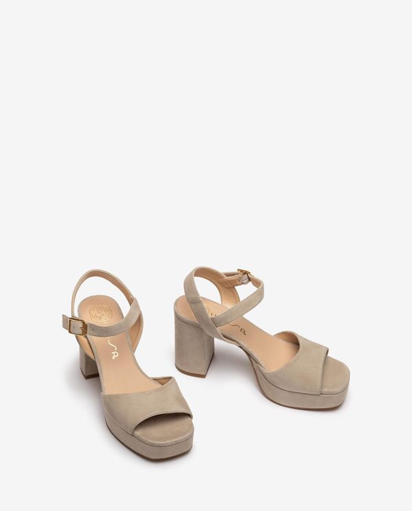 Unisa Sandalia De Piel Y Tacón Ancho