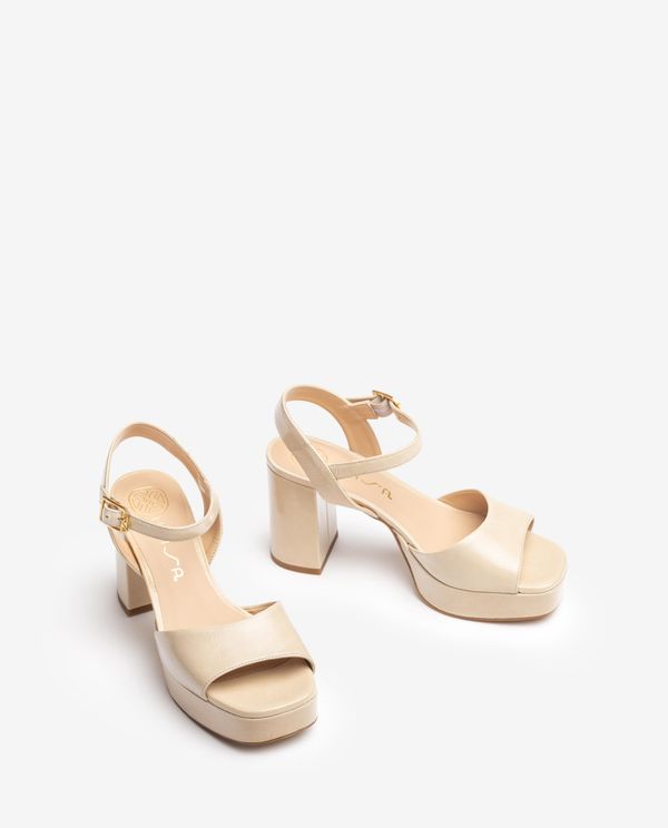 Unisa Sandalia De Piel Y Tacón Ancho