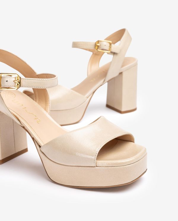 Unisa Sandalia De Piel Y Tacón Ancho