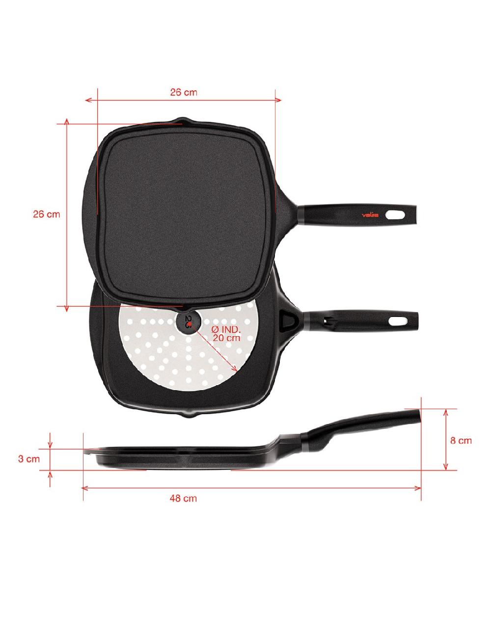 Valira GRILL ORIGEN INDUCCIÓN 26x26 Cm