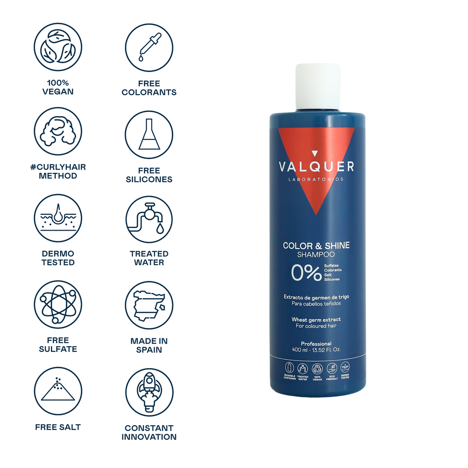 Valquer Laboratorios Champú Para Cabellos Teñidos - 0% Sin Sulfatos Potenciador Del Color Y Brillo