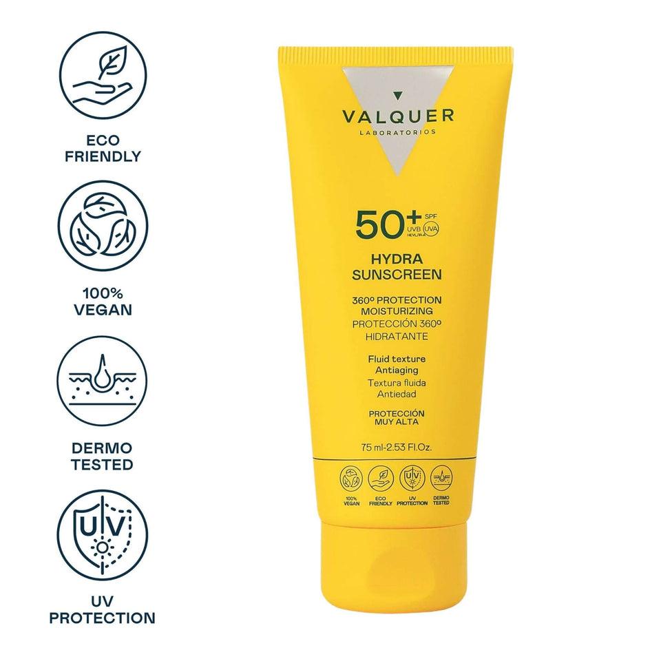 Valquer Laboratorios Crema Facial Hydra Sunscreen SPF 50+ Protección 360º Hidratante Y Antiedad - 75 Ml