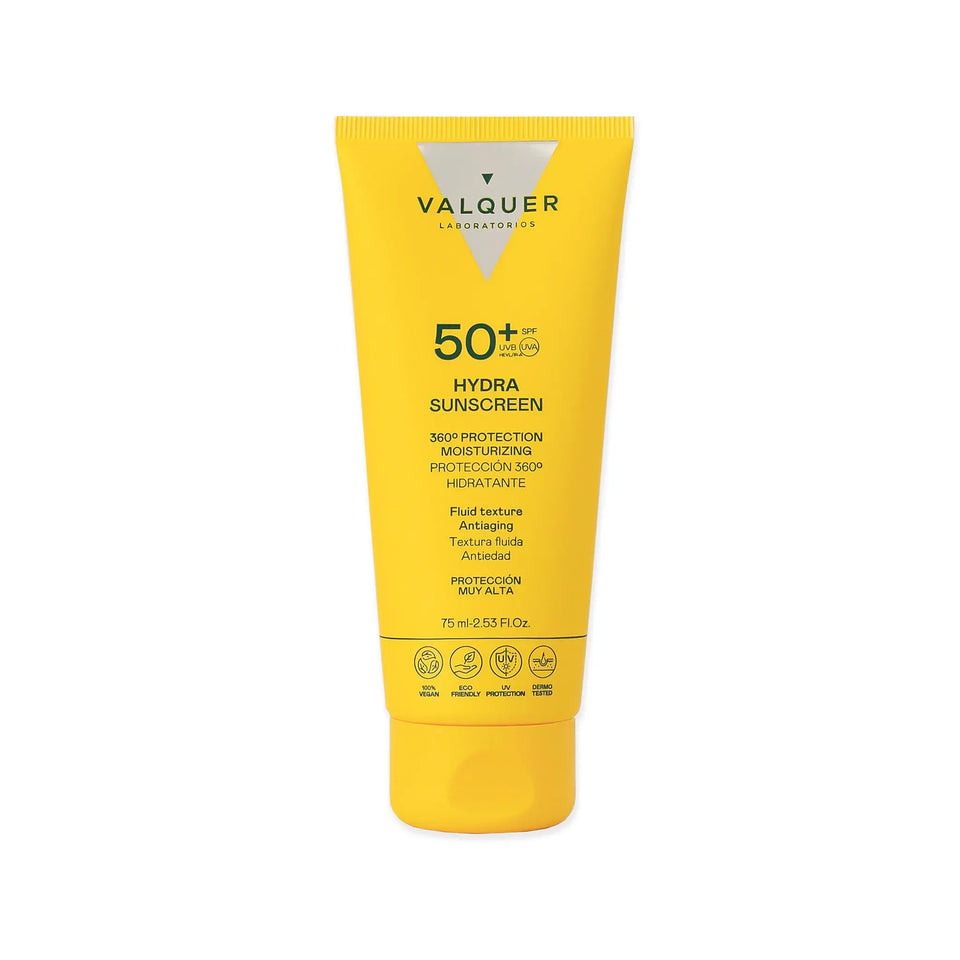 valquer laboratorios Crema Facial Hydra Sunscreen SPF 50+ Protección 360º Hidratante y Antiedad - 75 ml