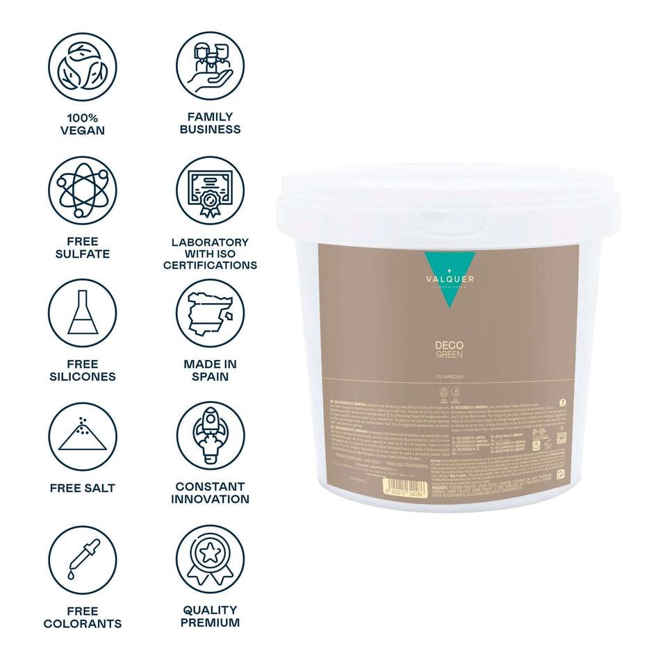 Valquer Laboratorios Decolorante SIN Amoniaco - Polvos Decogreen 0% - 1000 G