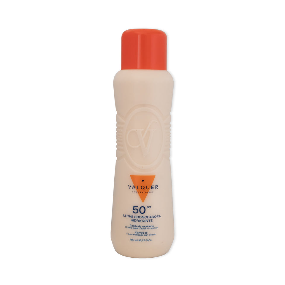 valquer laboratorios Leche hidratante bronceadora de zanahorias facial y corporal SPF 50 - 500 ml
