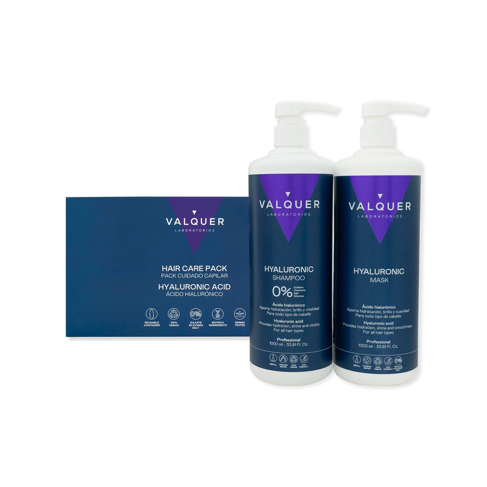 valquer laboratorios Pack Ácido Hialurónico - Champú y Mascarilla Capilar - 1000 ml + 975 ml