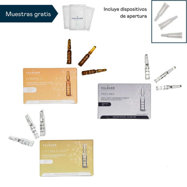 valquer laboratorios Pack ampollas Lifting Flash + Vitamina C + Peeling - 3 x 5 x 2 ml