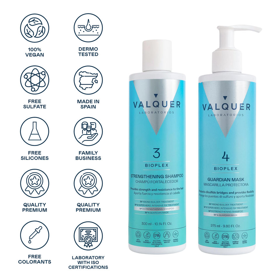 Valquer Laboratorios Pack Bioplex Nº3 Y Nº4 - Champú Fortalecedor Y Mascarilla Protectora - 575 Ml