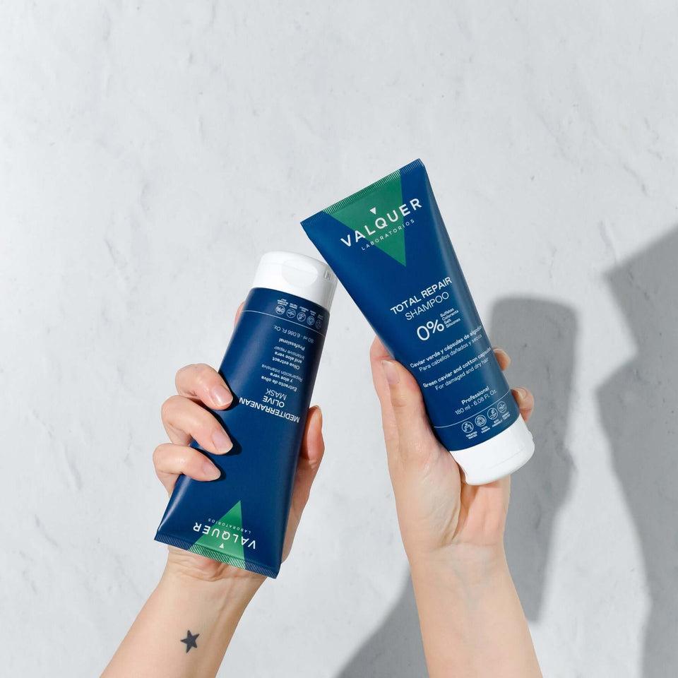 Valquer Laboratorios Pack Champú Y Mascarilla Capilar De Oliva Reparación Total - 180 Ml + 180 Ml