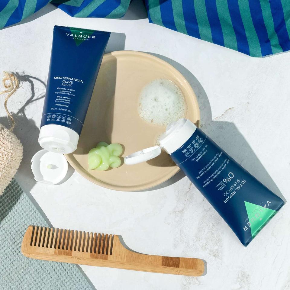 Valquer Laboratorios Pack Champú Y Mascarilla Capilar De Oliva Reparación Total - 180 Ml + 180 Ml