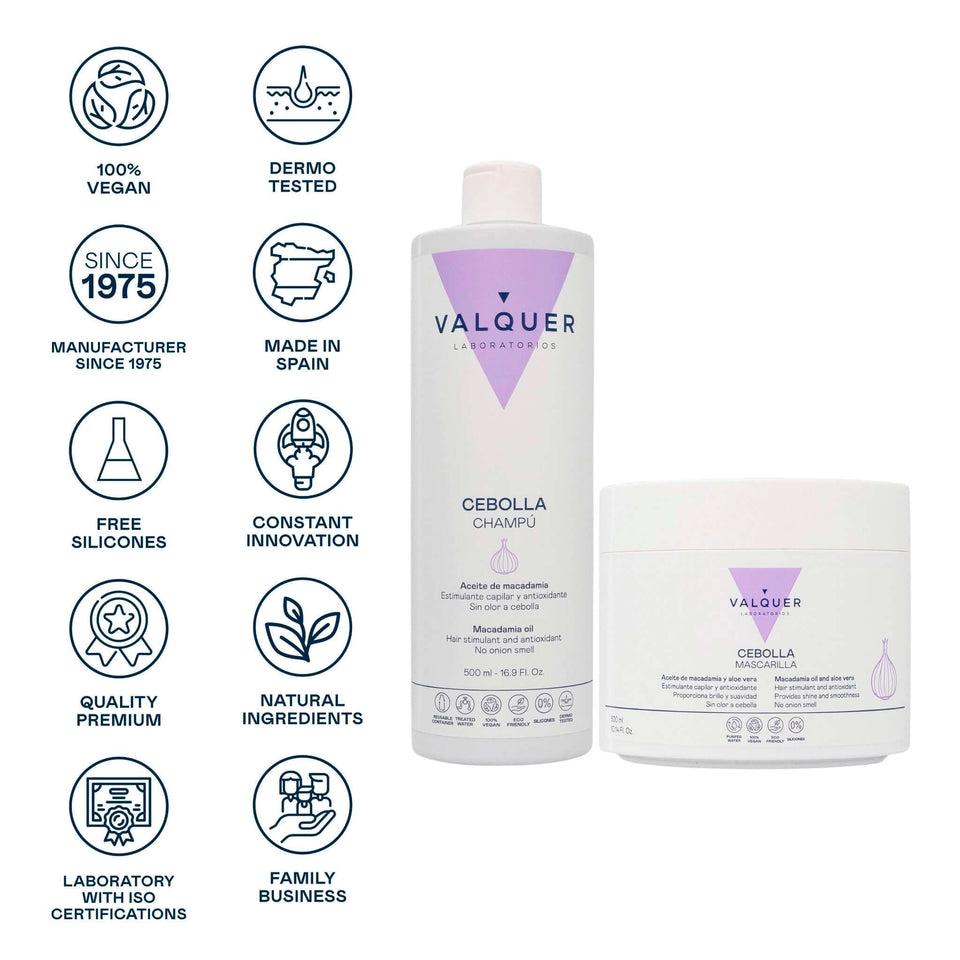 Valquer Laboratorios Pack Champú Y Mascarilla De Cebolla Para El Cabello - 800 Ml