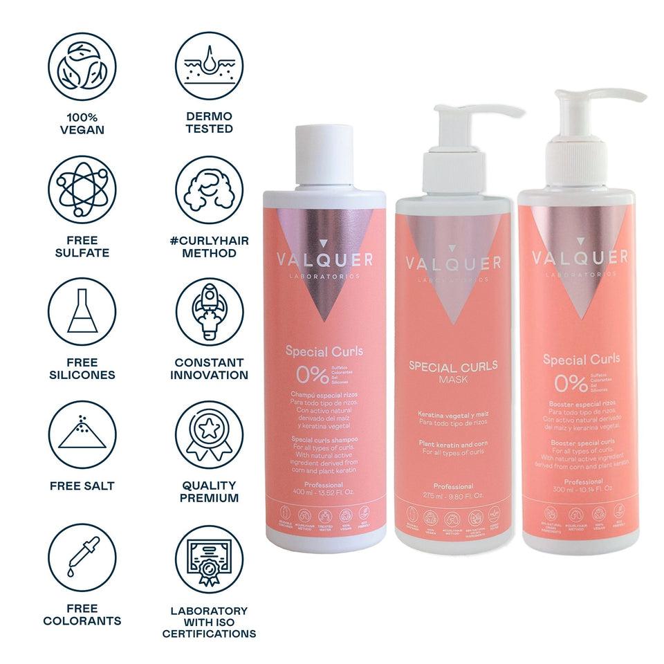 Valquer Laboratorios Pack Curly Champú Mascarilla Y Booster Para Cabellos Rizados - 990 Ml