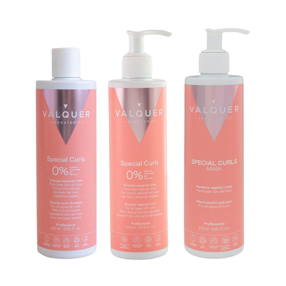valquer laboratorios Pack curly Champú mascarilla y booster para cabellos rizados - 990 ml
