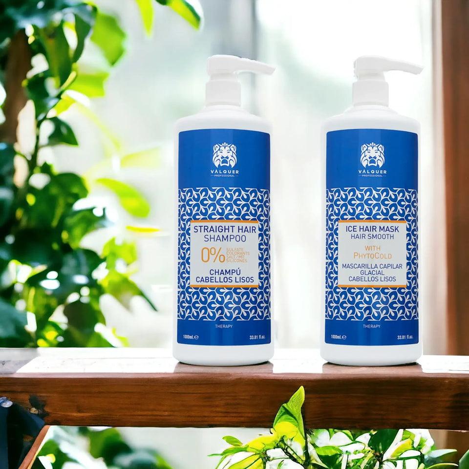 Valquer Laboratorios Pack Para Cabellos Lisos - Champú Y Mascarilla Capilar Glacial - 1000 Ml + 975 Ml