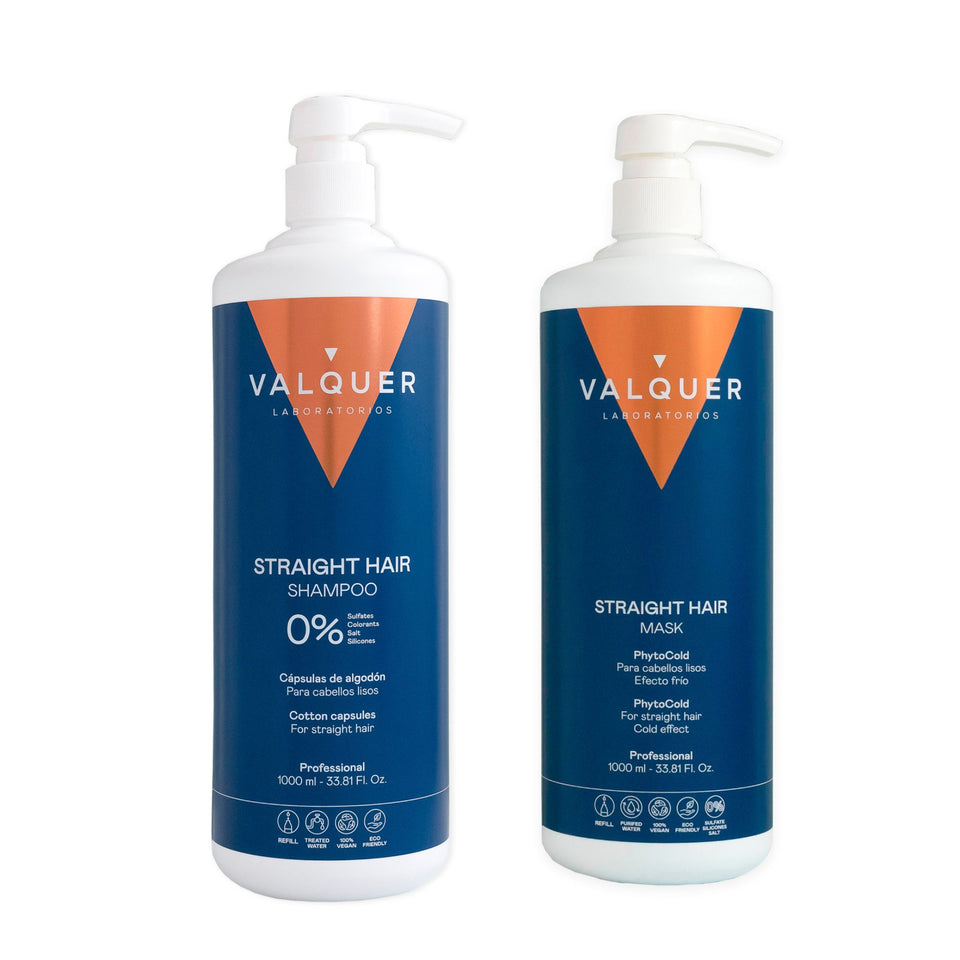 valquer laboratorios Pack para Cabellos Lisos - Champú y Mascarilla Capilar Glacial - 1000 ml + 975 ml