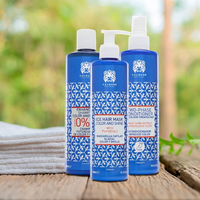Valquer Laboratorios Pack Potenciador Color Y Brillo Para Cabellos Teñidos - Champú Mascarilla Y Acondicionador Bifásico - 1000 Ml