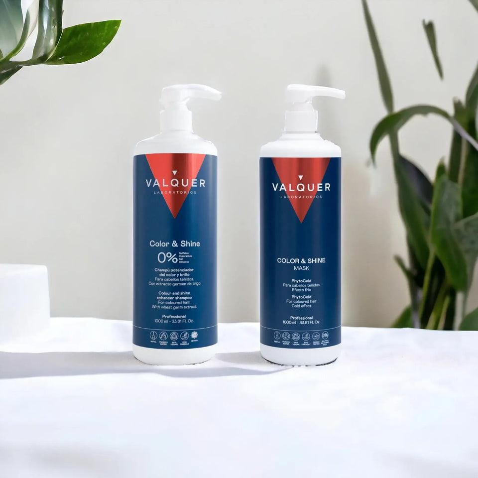 Valquer Laboratorios Pack Potenciador Color Y Brillo Para Cabellos Teñidos - Champú Y Mascarilla - 1000 Ml + 975 Ml