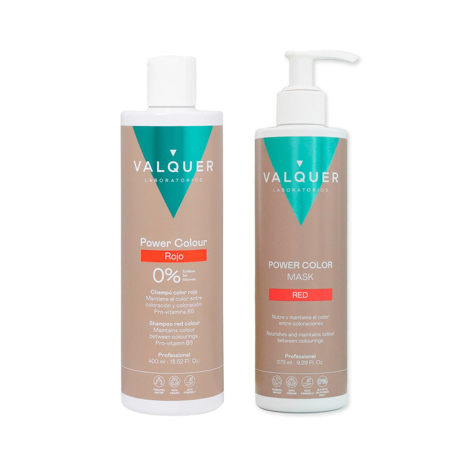 valquer laboratorios Pack Power Color Rojo - Champú y Mascarilla - 675 ml