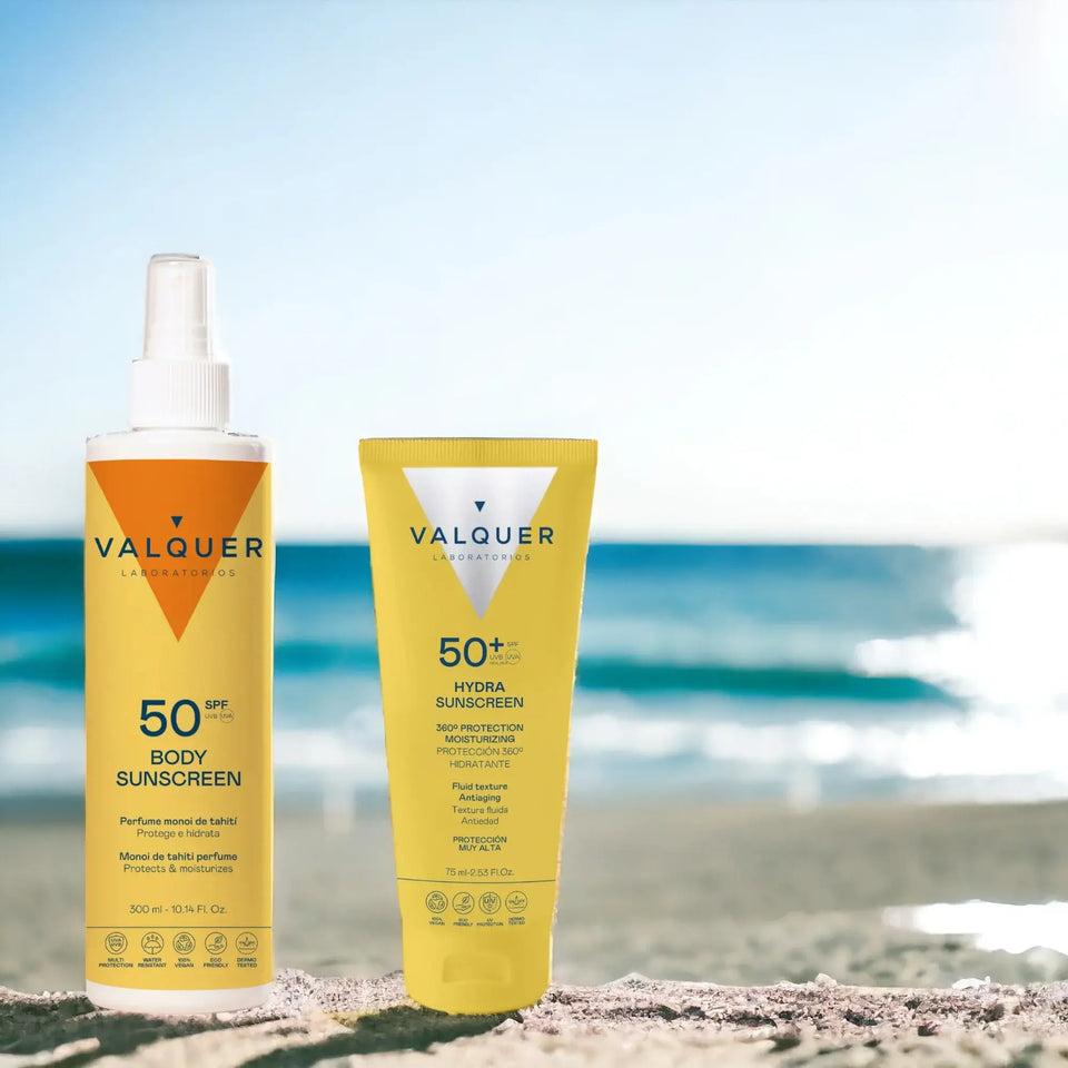 Valquer Laboratorios Pack Protección Solar Completa: Hydra Sunscreen Facial SPF 50+ Y Corporal SPF 50 - 375 Ml