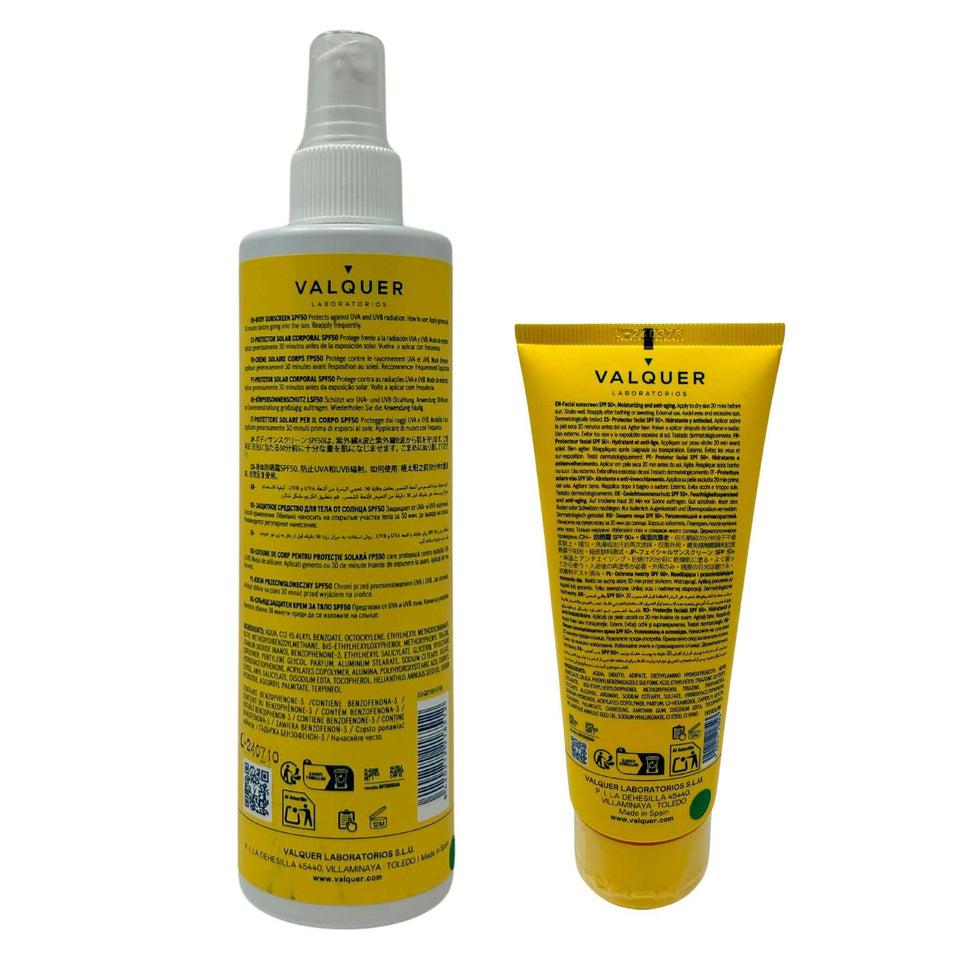 Valquer Laboratorios Pack Protección Solar Completa: Hydra Sunscreen Facial SPF 50+ Y Corporal SPF 50 - 375 Ml