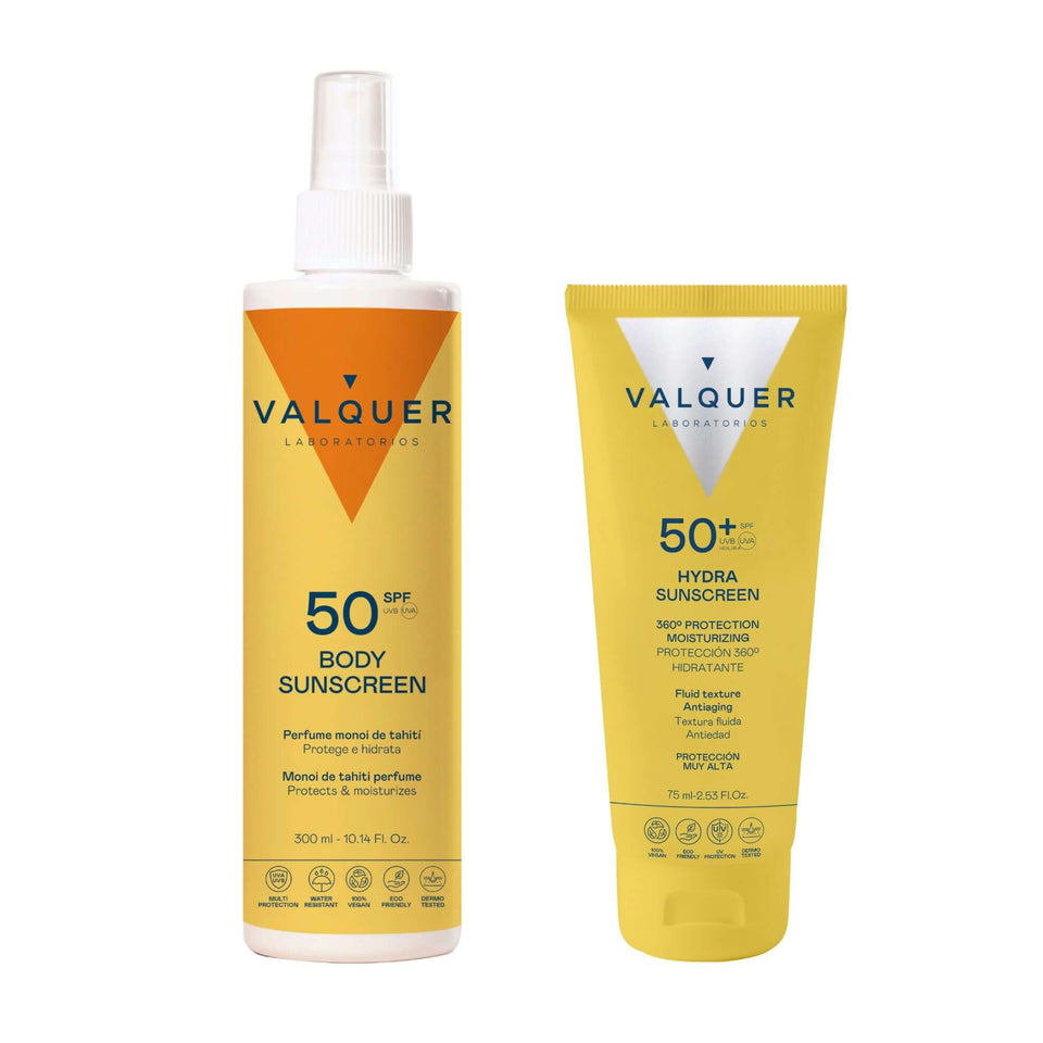valquer laboratorios Pack Protección Solar Completa: Hydra Sunscreen Facial SPF 50+ y Corporal SPF 50 - 375 ml