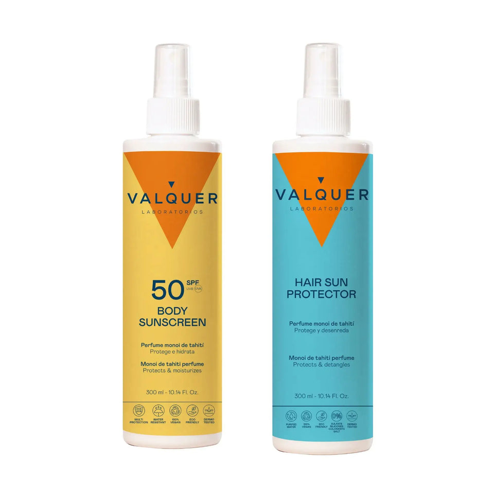 valquer laboratorios Pack Protector Solar Corporal SPF 50 y Protector Solar Capilar - 600 ml