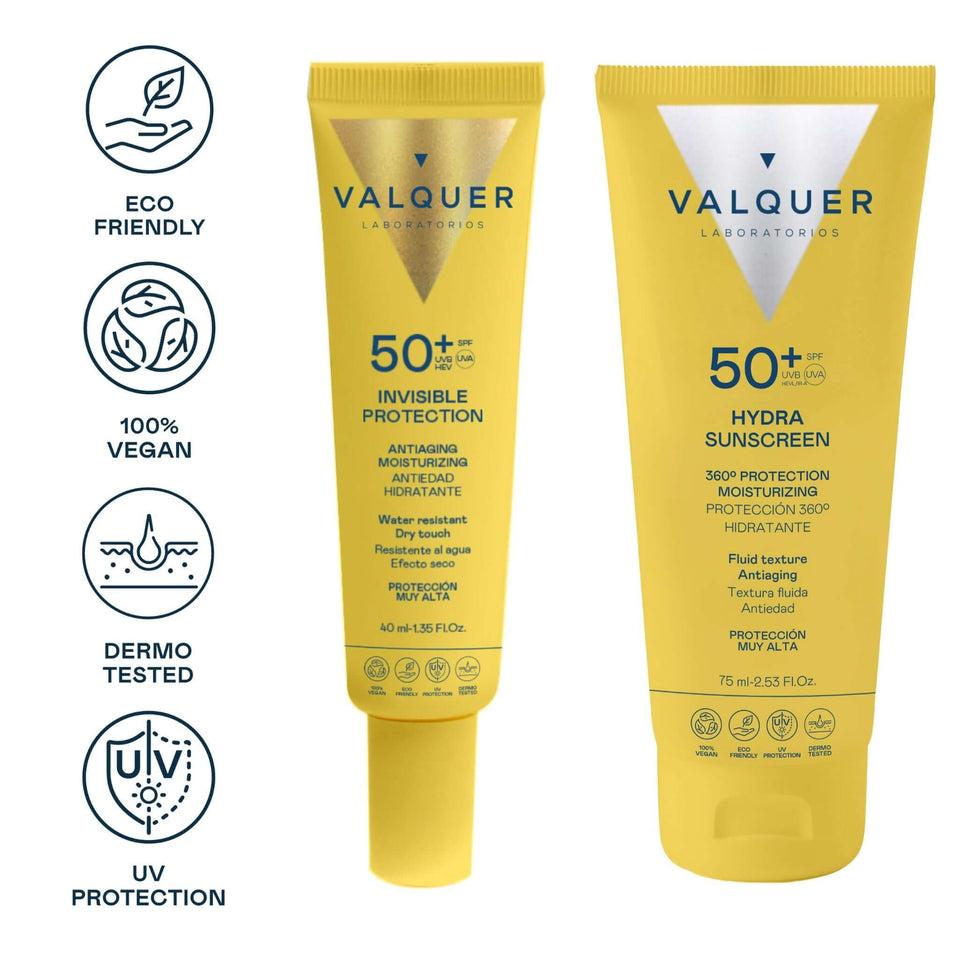 Valquer Laboratorios Pack Solar Facial Invisible Protection E Hydra Sunscreen SPF 50+ - 115 Ml