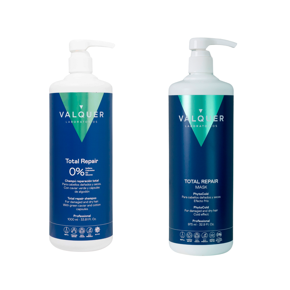 valquer laboratorios Pack Total Repair para Cabellos Dañados - Champú y Mascarilla - 1975 ml