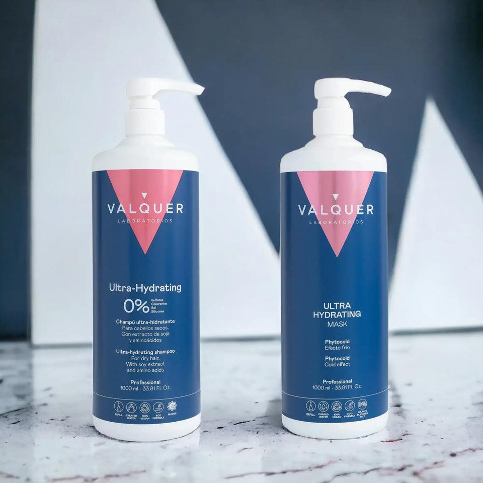 Valquer Laboratorios Pack Ultrahidratante Champú Y Mascarilla Efecto Frío Para Cabellos Secos - 1000 Ml + 975 Ml