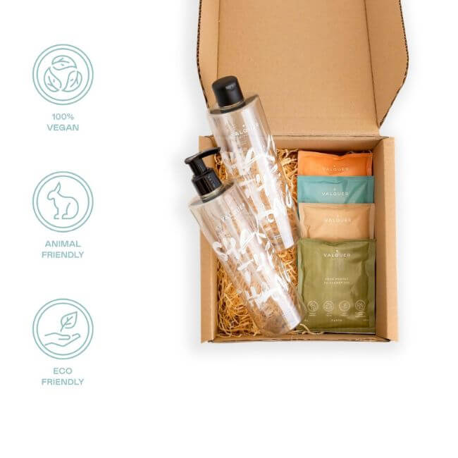 Valquer Laboratorios Valquer Shake - Pack 4 Geles De Baño Sostenibles - 2 Botellas + 4 Sobre De 25 G