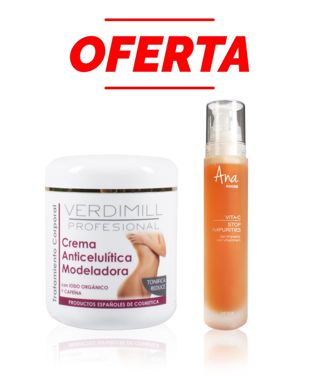 verdimill ¡OFERTA CREMA ANTICELULÍTICA MODELADORA- Con iodo orgánico y cafeína (500ml) + REGALO GEL LIMPIADOR: VITA-C STOP IMPURITIES